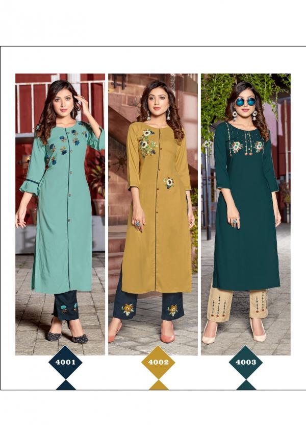 4 Colours Lime Light-Rayon-Kurti-With-Bottom